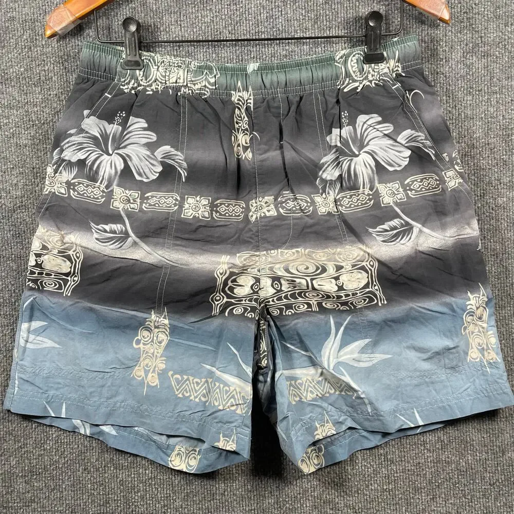 Tommy Bahama Swim Shorts Men's Small Blue Floral Lined Drawstring Beachwear